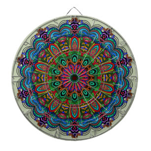Vibrant Mandala Floral & Geometric Pattern Dart Board