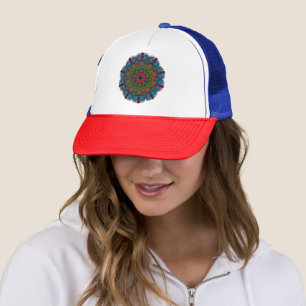Vibrant Mandala Floral & Geometric Pattern Trucker Hat