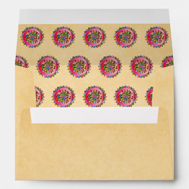 Vibrant Mandala Pattern Ethnic Indian Wedding Envelope (Back (Bottom))