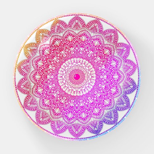 Vibrant Mandala Round Paperweight