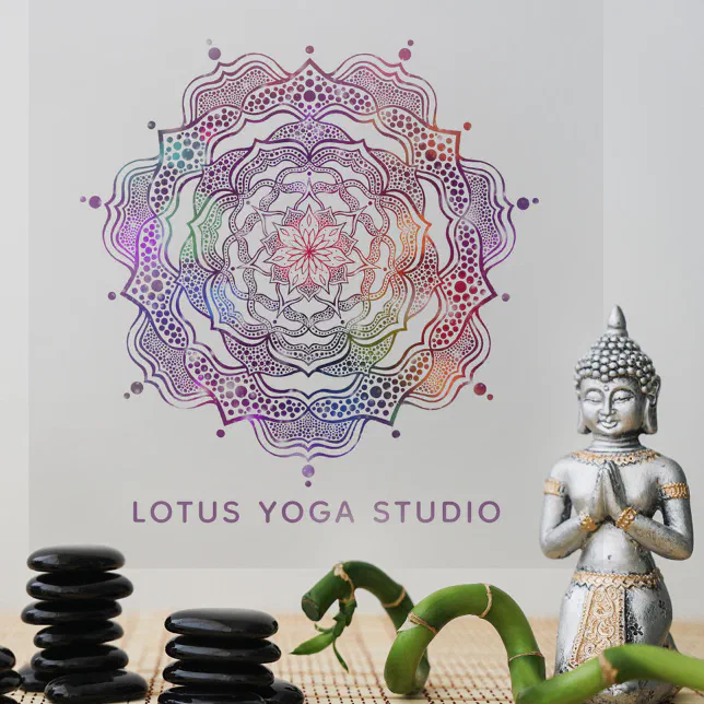 Vibrant Mandala Sacred Geometry Reiki Yoga Studio Wall Decal | Zazzle