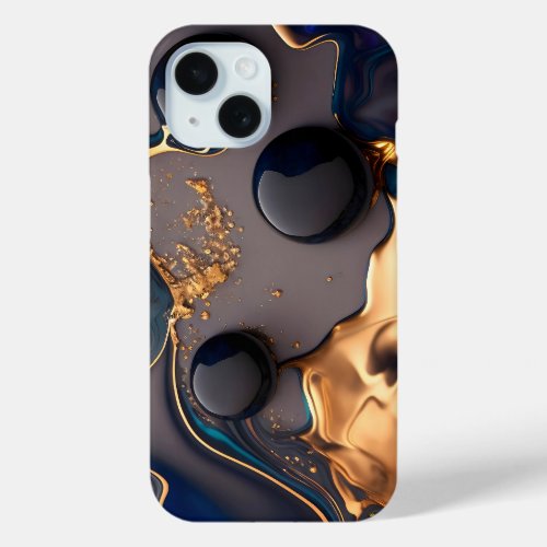 Vibrant Marble Fusion Nature Meets Abstract iPhone 15 Case
