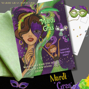 Vibrant Mardi Gras Masquerade Postcard