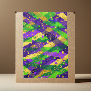 Vibrant Mardi Gras Purple Green Gold Cool Stripes Kitchen Towel