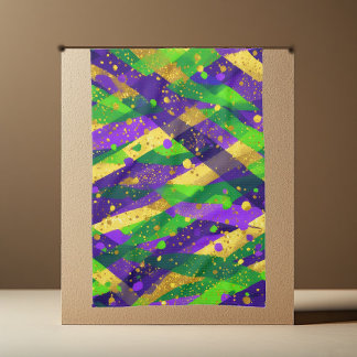 Vibrant Mardi Gras Purple Green Gold Cool Stripes  Kitchen Towel