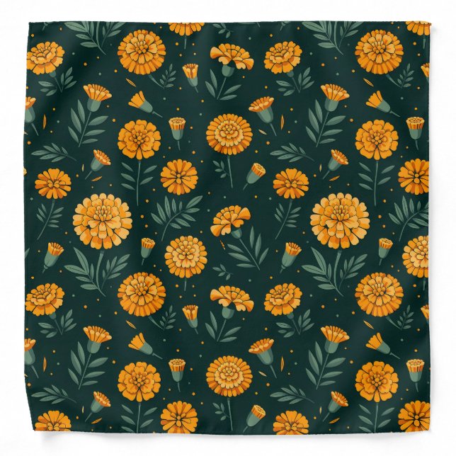Vibrant Marigolds Pattern Bandana (Front)