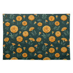 Vibrant Marigolds Pattern Cloth Placemat