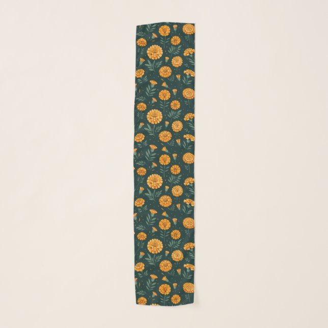 Vibrant Marigolds Pattern Scarf (Front)