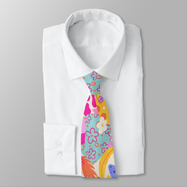 Vibrant Maxi Patchwork Neck Tie (Tied)