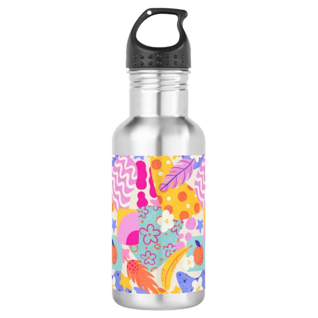 Vibrant Maxi Patchwork Stainless Steel Water Bottle (Front)