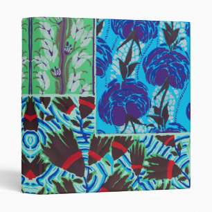 Vibrant Maximalist Blue & Green Floral Art 3 Ring Binder
