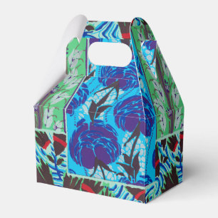 Vibrant Maximalist Blue & Green Floral Art Favor Boxes