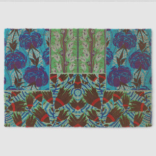Vibrant Maximalist Blue & Green Floral Art Fiber Doormat