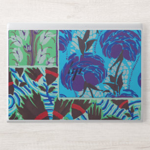 Vibrant Maximalist Blue & Green Floral Art HP Laptop Skin