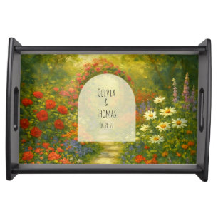 Vibrant Maximalist Garden Arch Custom Serving Tray