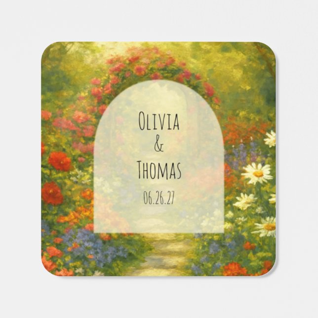 Vibrant Maximalist Garden Wedding QR Code  Square Sticker (Single)
