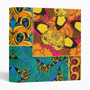 Vibrant Maximalist Pink & Teal Butterfly Art 3 Ring Binder