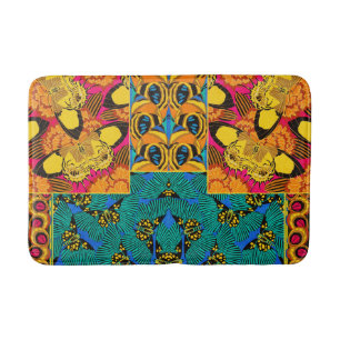 Vibrant Maximalist Pink & Teal Butterfly Art Bath Mat
