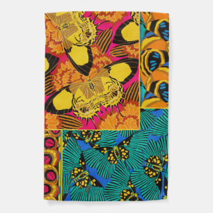 Vibrant Maximalist Pink & Teal Butterfly Art Garden Flag