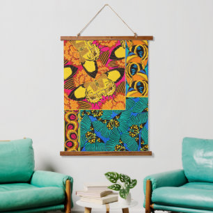 Vibrant Maximalist Pink & Teal Butterfly Art Hanging Tapestry