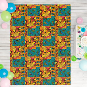 Vibrant Maximalist Pink & Teal Butterfly Art Outdoor Rug