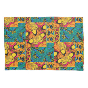 Vibrant Maximalist Pink & Teal Butterfly Art Pillow Case
