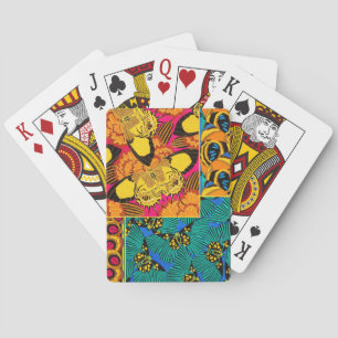 Vibrant Maximalist Pink & Teal Butterfly Art Poker Cards