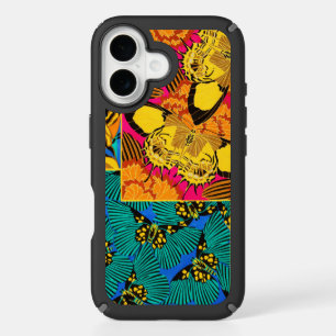 Vibrant Maximalist Pink & Teal Butterfly Art iPhone 16 Case