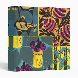 Vibrant Maximalist Purple & Teal Floral Print 3 Ring Binder