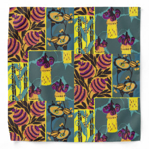Vibrant Maximalist Purple & Teal Floral Print Bandana
