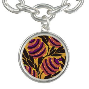 Vibrant Maximalist Purple & Teal Floral Print Bracelet