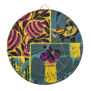 Vibrant Maximalist Purple & Teal Floral Print Dart Board