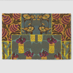 Vibrant Maximalist Purple & Teal Floral Print Fiber Doormat