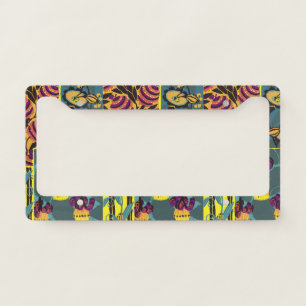 Vibrant Maximalist Purple & Teal Floral Print License Plate Frame