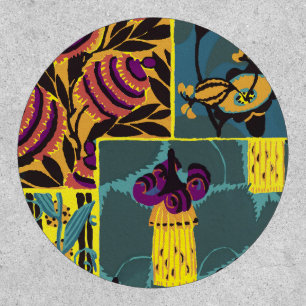 Vibrant Maximalist Purple & Teal Floral Print Patch