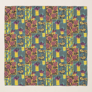 Vibrant Maximalist Purple & Teal Floral Print Scarf