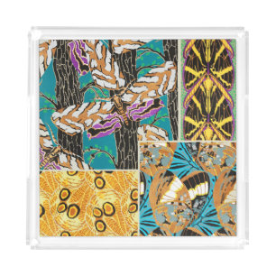 Vibrant Maximalist Teal & Purple Butterfly Art Acrylic Tray