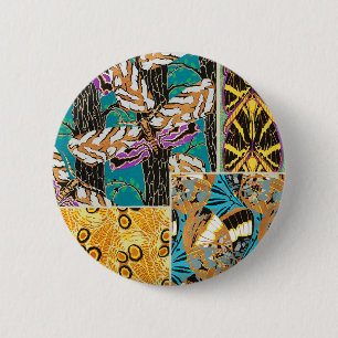Vibrant Maximalist Teal & Purple Butterfly Art Button