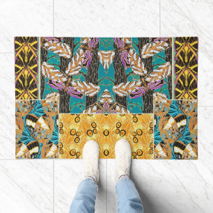 Vibrant Maximalist Teal & Purple Butterfly Art Doormat