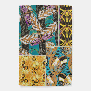 Vibrant Maximalist Teal & Purple Butterfly Art Garden Flag