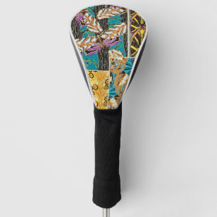 Vibrant Maximalist Teal & Purple Butterfly Art Golf Head Cover