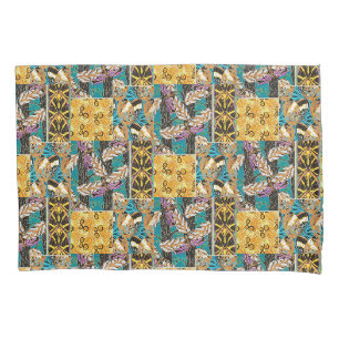 Vibrant Maximalist Teal & Purple Butterfly Art Pillow Case