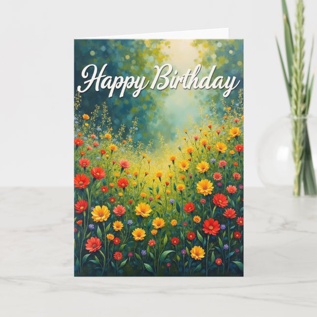 Vibrant Meadow Birthday Card (Front)
