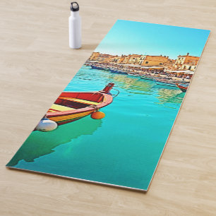 Vibrant Mediterranean Port Life Design Yoga Mat