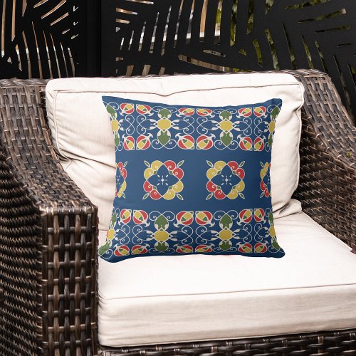 Vibrant Mediterranean Spanish Californian Style Outdoor Pillow