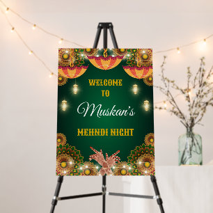 Vibrant Mehndi Night Welcome Sign, Mehndi Decor Foam Board
