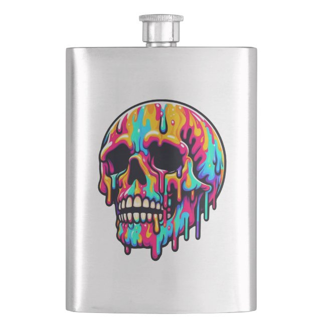 Vibrant Melting Skull Flask (Front)