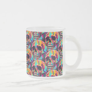 Vibrant Melting Skull Frosted Glass Coffee Mug