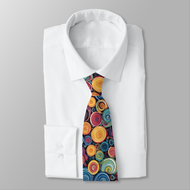 Vibrant Men's Tie: Artistic Circles Neck Tie (Tied)