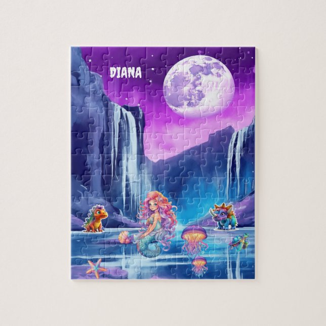 VIBRANT MERMAID, DINOSAUR, SEA CREATURES PUZZLE (Vertical)